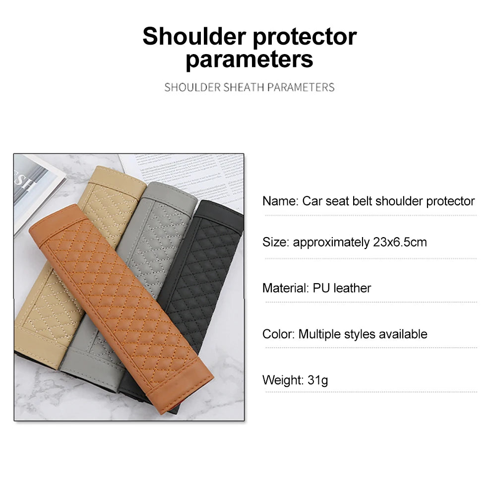 Car Safety Belt Shoulder Strap Cover Breathable PU Leather Seat Belt Padding Pad Protection Car Interior Accessories