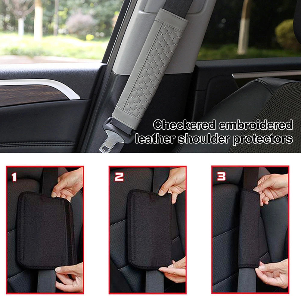 Car Safety Belt Shoulder Strap Cover Breathable PU Leather Seat Belt Padding Pad Protection Car Interior Accessories