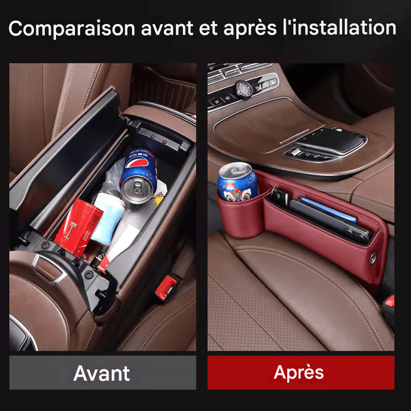 🏷️Organiseur de siège auto, boîte de rangement multifonction, portefeuille universel, clés, carte, gobelet, support de téléphone, accessoires d'intérieur automobile