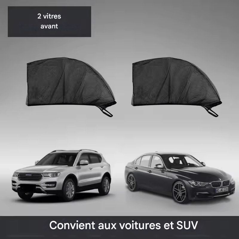 đ·ïž2PCS Pare-soleil Pliable en Maille pour Voiture et SUV â Protection UV, Isolant Thermique, Rideaux Extensibles pour Vitres LatĂ©rales