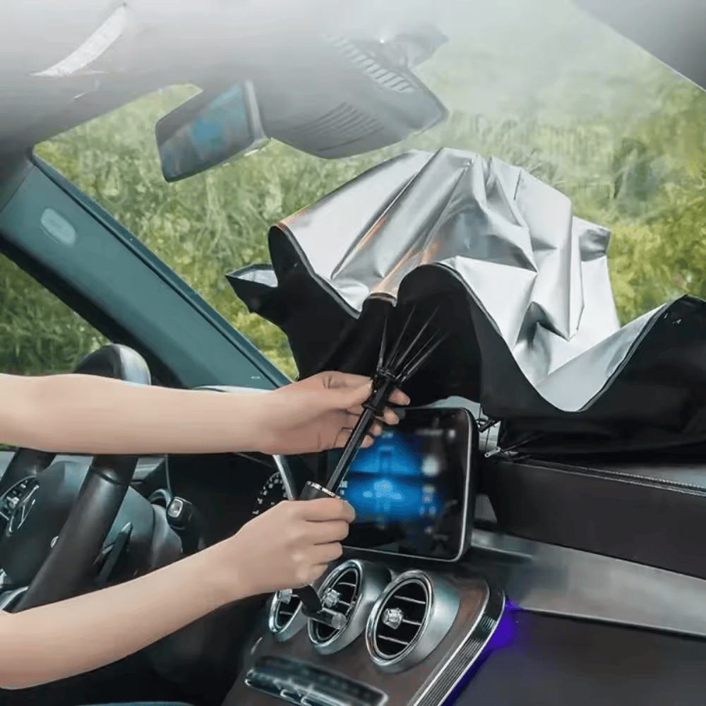 đ·ïžPare-soleil Parapluie pour Voiture â Protection IntĂ©rieure Pare-Brise ĂtĂ© Anti-UV, Anti-Chaleur, Pliable et Universel