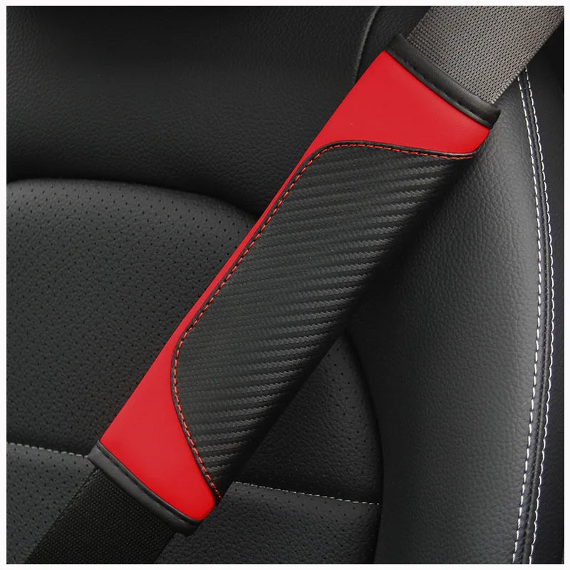🏷️Protège-ceinture en cuir PU carbone – 1 ou 2 pièces | Rembourrage confort antidérapant pour ceinture de sécurité | WUINMG
