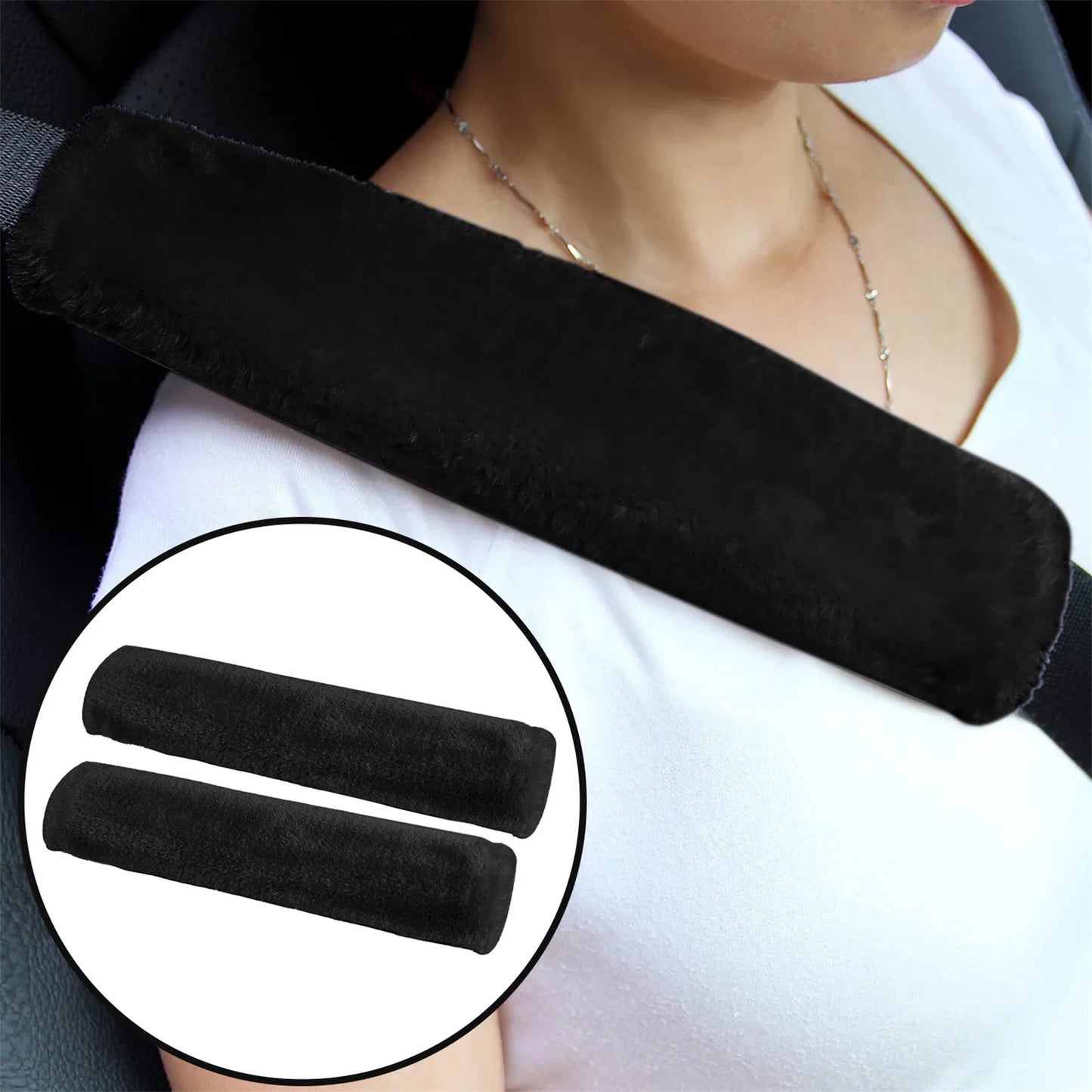 đ·ïžLot de 2 ProtĂšge-Ăpaules pour Ceinture de SĂ©curitĂ© â Coussins en Fausse Laine de Mouton, Ultra-Doux, Universels pour Voiture, Sac Ă Dos ou Valise