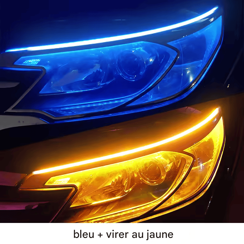 🏷️Lot de 2 feux diurnes LED DRL pour voiture, bande flexible et étanche, clignotants blancs et jaunes, feux de freinage, 12 V