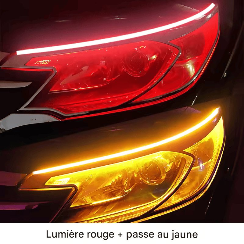 🏷️Lot de 2 feux diurnes LED DRL pour voiture, bande flexible et étanche, clignotants blancs et jaunes, feux de freinage, 12 V