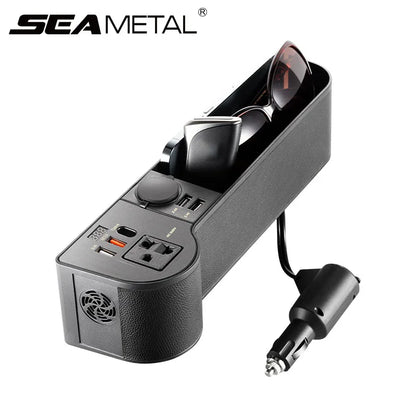 🏷️Organiseur de siège SEAMETAL avec prise 220V intégrée, 4 ports USB à charge rapide QC3.0 – Idéal pour garder votre voiture rangée et vos appareils chargés.