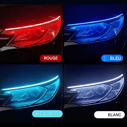 🏷️Lot de 2 feux diurnes LED DRL pour voiture, bande flexible et étanche, clignotants blancs et jaunes, feux de freinage, 12 V