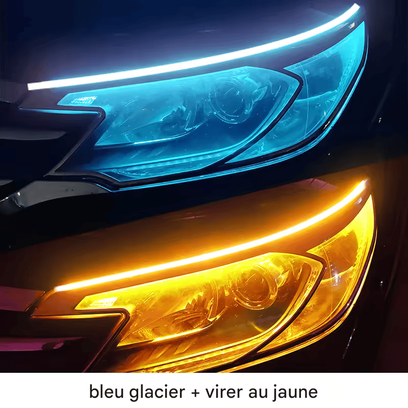 🏷️Lot de 2 feux diurnes LED DRL pour voiture, bande flexible et étanche, clignotants blancs et jaunes, feux de freinage, 12 V