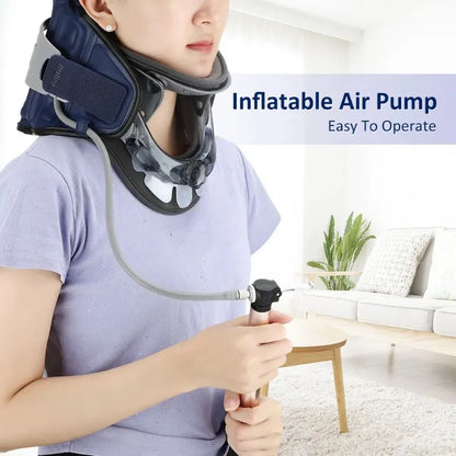 Inflatable Neck Cervical Traction Device Adjustable Spine Correction Collar Air Pump Neck Stretching Support Brace Pain Relief