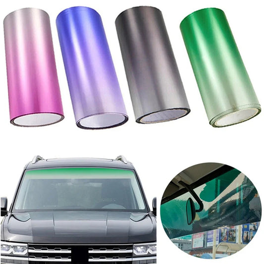 🏷️Film Pare-Soleil Dégradé pour Pare-Brise Avant – Autocollant Adhésif Anti-UV, Couleur Changeante, 20×150 cm
