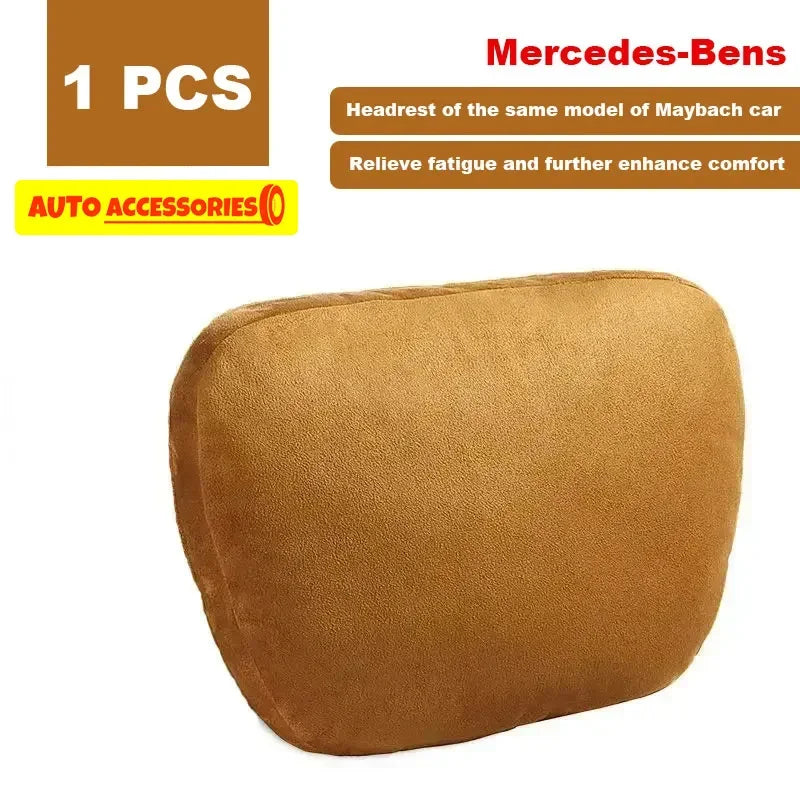 🏷️Coussin Appuie-Tête Voiture Style Maybach – Ultra Doux en Daim, Confort Cervical Universel, 30×20 cm, pour Conduite & Longs Trajets