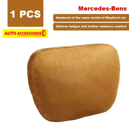 🏷️Coussin Appuie-Tête Voiture Style Maybach – Ultra Doux en Daim, Confort Cervical Universel, 30×20 cm, pour Conduite & Longs Trajets