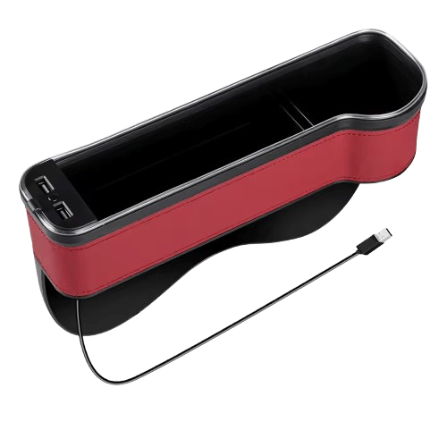 Organiseur de siège à fente pour véhicule, porte-cartes, téléphone, bouteille, gobelet, boîte de rangement pour voiture avec 2 chargeurs USB, LED colorée pour espace de siège