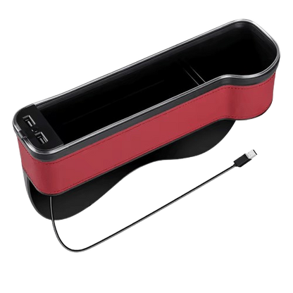 Organiseur de siège à fente pour véhicule, porte-cartes, téléphone, bouteille, gobelet, boîte de rangement pour voiture avec 2 chargeurs USB, LED colorée pour espace de siège