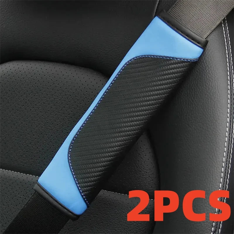 🏷️Protège-ceinture en cuir PU carbone – 1 ou 2 pièces | Rembourrage confort antidérapant pour ceinture de sécurité | WUINMG