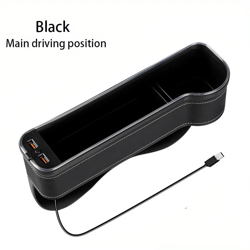 Car Seat Gap Filler Cup Holder Color Change Changing LED Car Crevice Storage Organizer Box With 2USB Charger Car Accessories