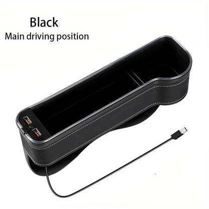 Car Seat Gap Filler Cup Holder Color Change Changing LED Car Crevice Storage Organizer Box With 2USB Charger Car Accessories