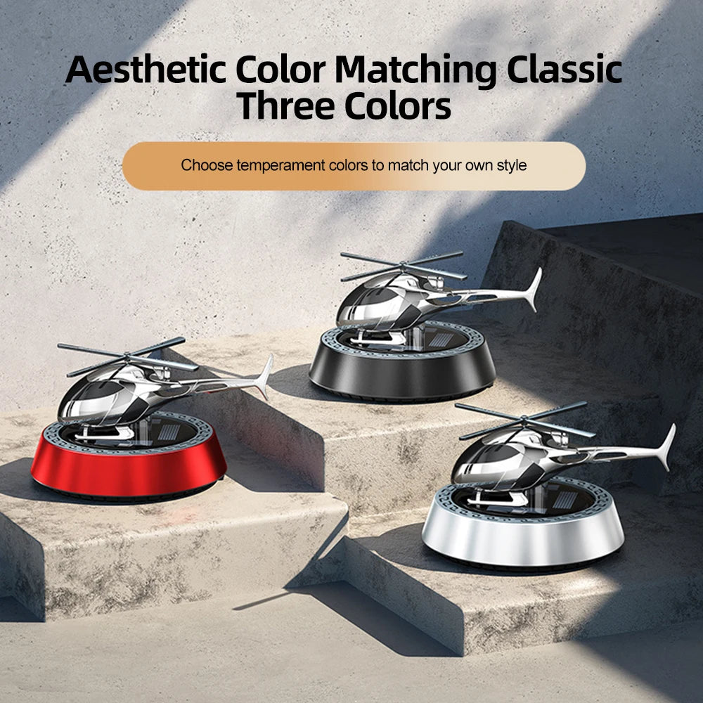 Solar Powered Rotation Helicopter Solar Aromatherapy Car Air Freshener Alloy+ABS Ornaments Fragrance Auto Aroma Diffuser