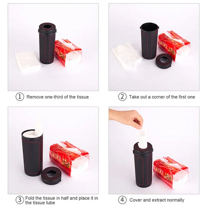 Boîte à Mouchoirs Multifonction en Cuir pour Voiture – Tube à Papier Rond avec Marteau de Sécurité Intégré