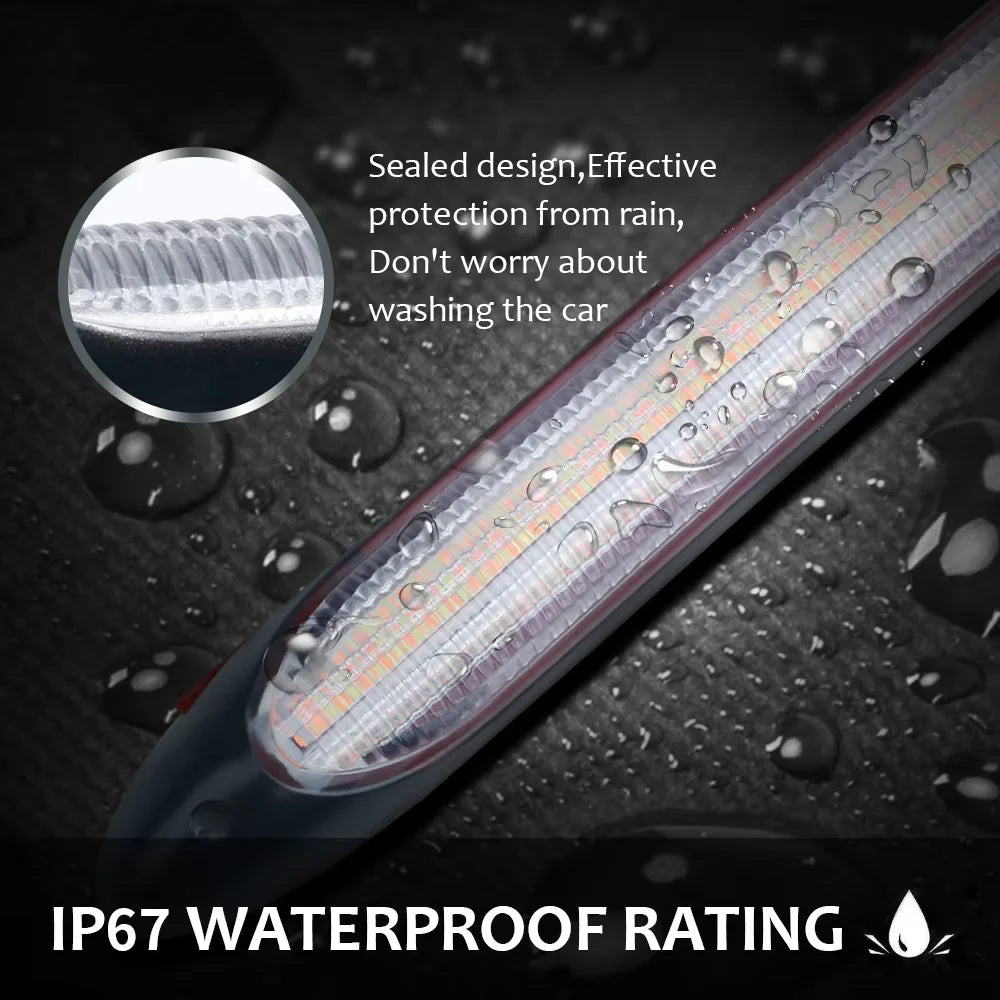 🏷️2× Bandes LED DRL Flexibles pour Voiture – Blanc & Jaune Clignotant | Étanche 12V | 15 à 34,5 cm
