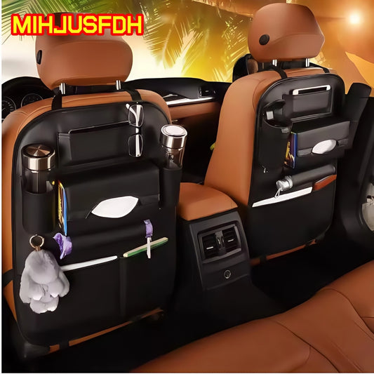 🏷️Organisateur de Rangement Dossier de Siège Voiture 1/2 – Universel en Cuir PU, Boîte de Rangement Multifonction, Poche de Rangement Auto