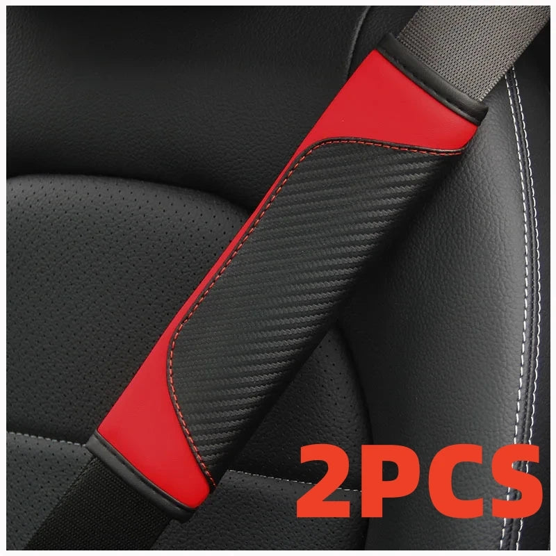 🏷️Protège-ceinture en cuir PU carbone – 1 ou 2 pièces | Rembourrage confort antidérapant pour ceinture de sécurité | WUINMG