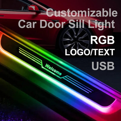 Customizable Car Door Sill Light Universal Threshold Welcome Lamp Open The Door Start The Car Atmosphere Light With Induction