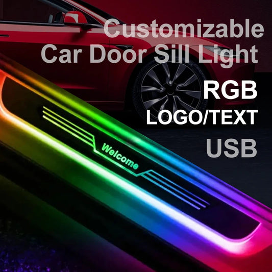 Customizable Car Door Sill Light Universal Threshold Welcome Lamp Open The Door Start The Car Atmosphere Light With Induction