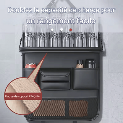 🏷️SEAMETAL Sac de Rangement pour Dossier de Siège Auto – Cuir PU Imperméable, Tablette Pliable, Grande Capacité