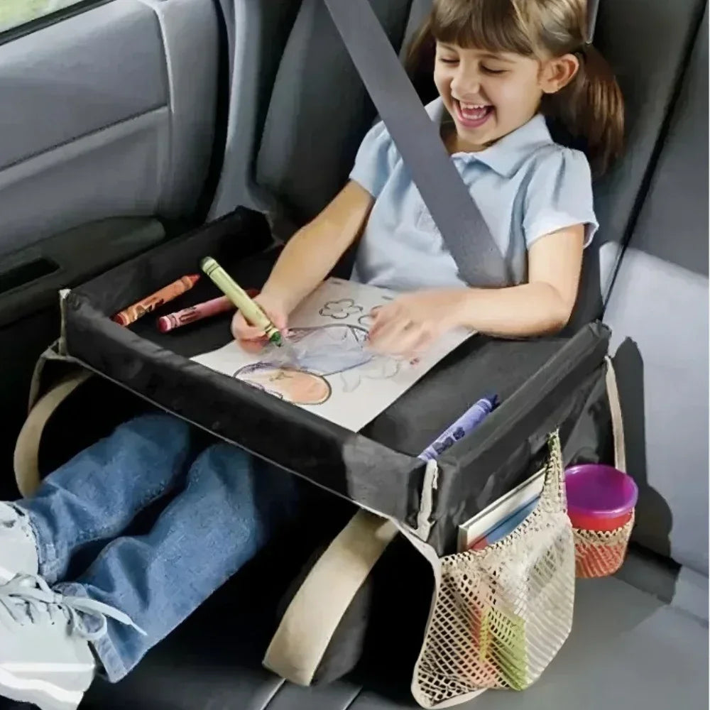 Children's Waterproof Car Seat Storage Table Student Writing Desk Baby Stroller Toy Food Storage Rack New Style Seat Tray