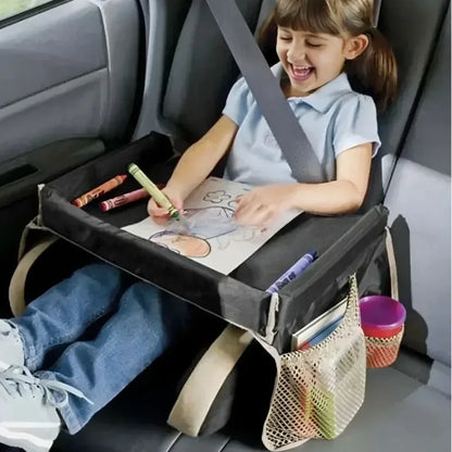 Children's Waterproof Car Seat Storage Table Student Writing Desk Baby Stroller Toy Food Storage Rack New Style Seat Tray