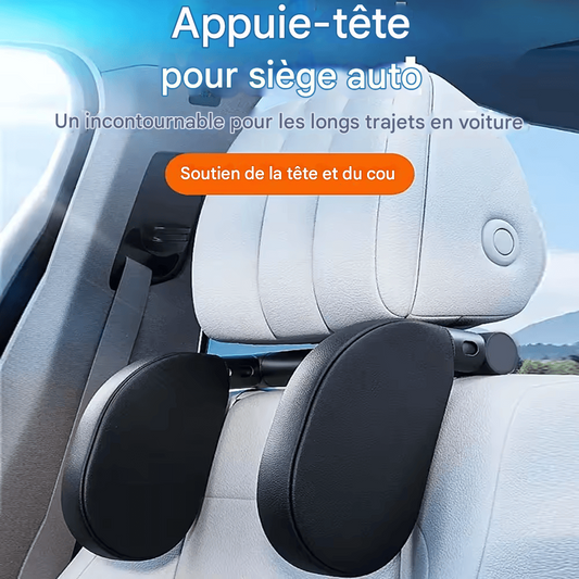 🏷️Coussin de Voyage Appui-Tête pour Voiture – Soutien Latéral Réglable, Amovible, en Fibre Synthétique avec Tige Télescopique ABS