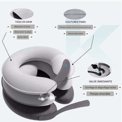 🏷️Appareil de Traction Cervicale Gonflable – Oreiller Décompresseur pour le Cou à Domicile et en Voyage