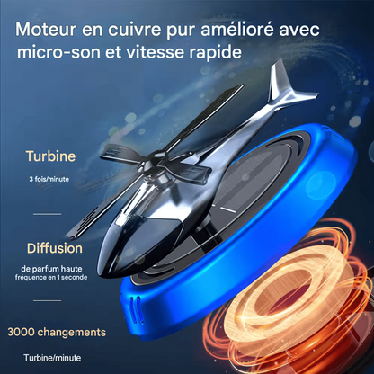 Désodorisant Voiture Hélicoptère Solaire – Diffuseur d'Arômes Rotatif à Énergie Solaire – Décoration Intérieure Auto & Aromathérapie