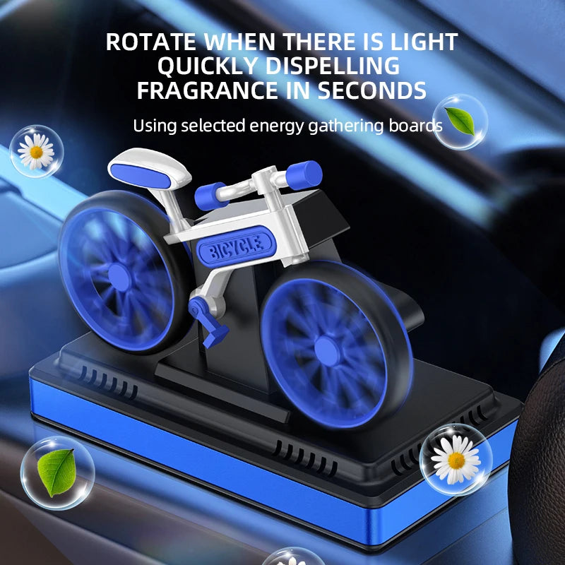 Solar car air fresheners rotating bicycle decoration bike diffuser perfume accessories energy power aroma ornament fragrance fun