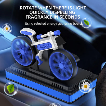 Solar car air fresheners rotating bicycle decoration bike diffuser perfume accessories energy power aroma ornament fragrance fun