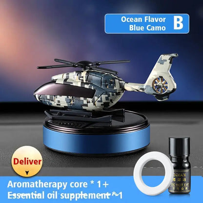 Car Air Freshener Solar Automatic Rotation Camouflage Helicopter Dashboard Fragrance Long Lasting Fragrant Car Interior Decor