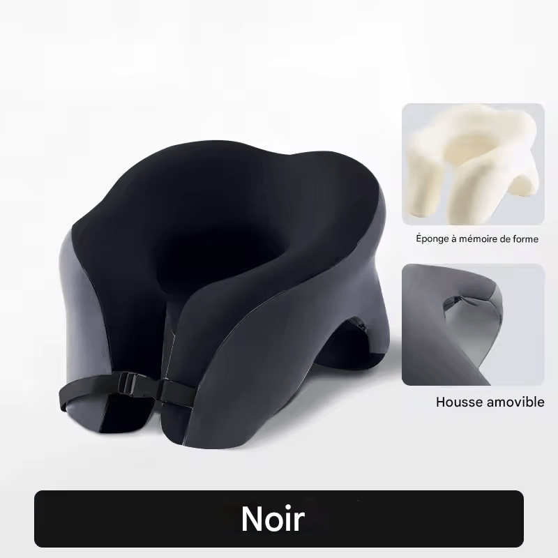 🏷️SEAMETAL Sac de Rangement pour Dossier de Siège Auto – Cuir PU Imperméable, Tablette Pliable, Grande Capacité Oreiller Cervical de Voyage – Mousse à Mémoire, Tissu Coton Respirant, Design Compact avec Sac Étanche