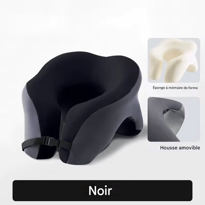 🏷️SEAMETAL Sac de Rangement pour Dossier de Siège Auto – Cuir PU Imperméable, Tablette Pliable, Grande Capacité Oreiller Cervical de Voyage – Mousse à Mémoire, Tissu Coton Respirant, Design Compact avec Sac Étanche