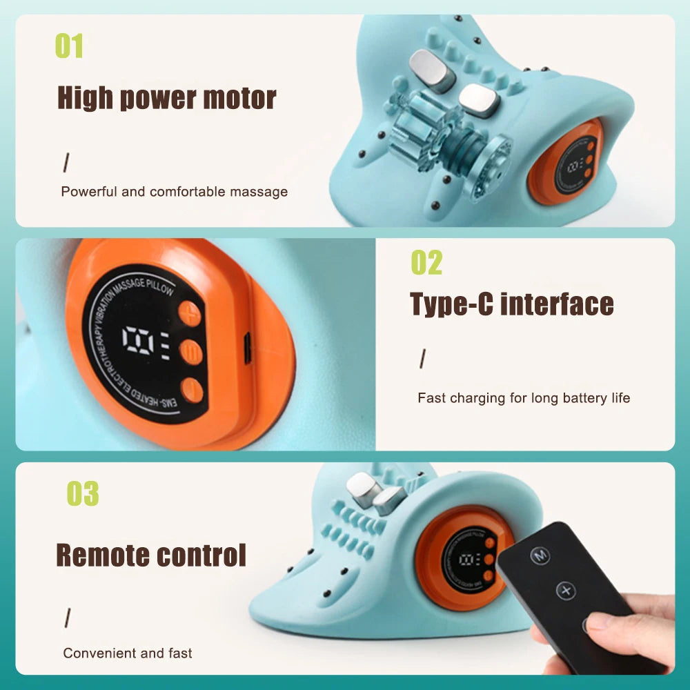 EMS Electric Neck Massager Cervical Point Massage Pillow Massager Relax Pillow Sleep Hot Compress Neck Care Massage Pain Relief