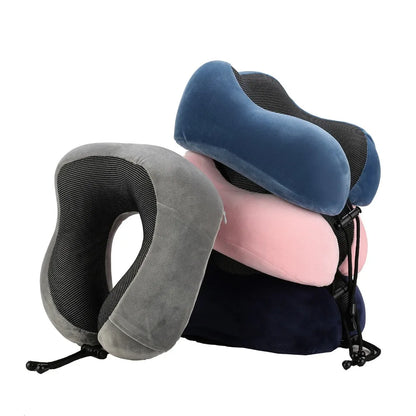 Coussin de voyage en mousse mémoire – Oreiller ergonomique en U pour soutien de la nuque