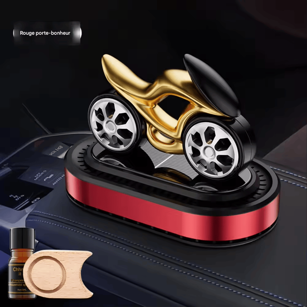 Diffuseur de Parfum Voiture Style Moto – Purificateur d’Air Solaire Compact avec Tablette Parfumée et Huile Essentielle