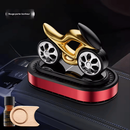 Diffuseur de Parfum Voiture Style Moto – Purificateur d’Air Solaire Compact avec Tablette Parfumée et Huile Essentielle