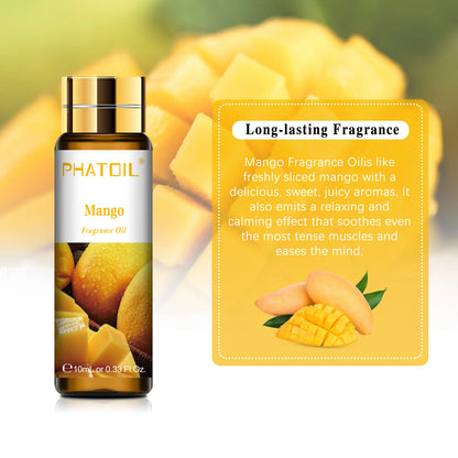 PHATOIL 10ml Sweet Fruity Fragrance Oil For Aromatherapy DIY Candle Cherry Apple Strawberry Mango Coconut Fragrance Aroma Oils