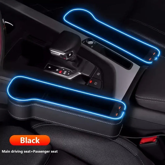 2 Organiseur de Siège avec Double USB & Éclairage LED – Boîte de Rangement en Cuir pour Accessoires