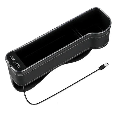 🏷️Boîte de Rangement pour Siège Auto avec Charge Rapide USB et Éclairage RGB 7 Couleurs – Organiseur Multifonction en Similicuir