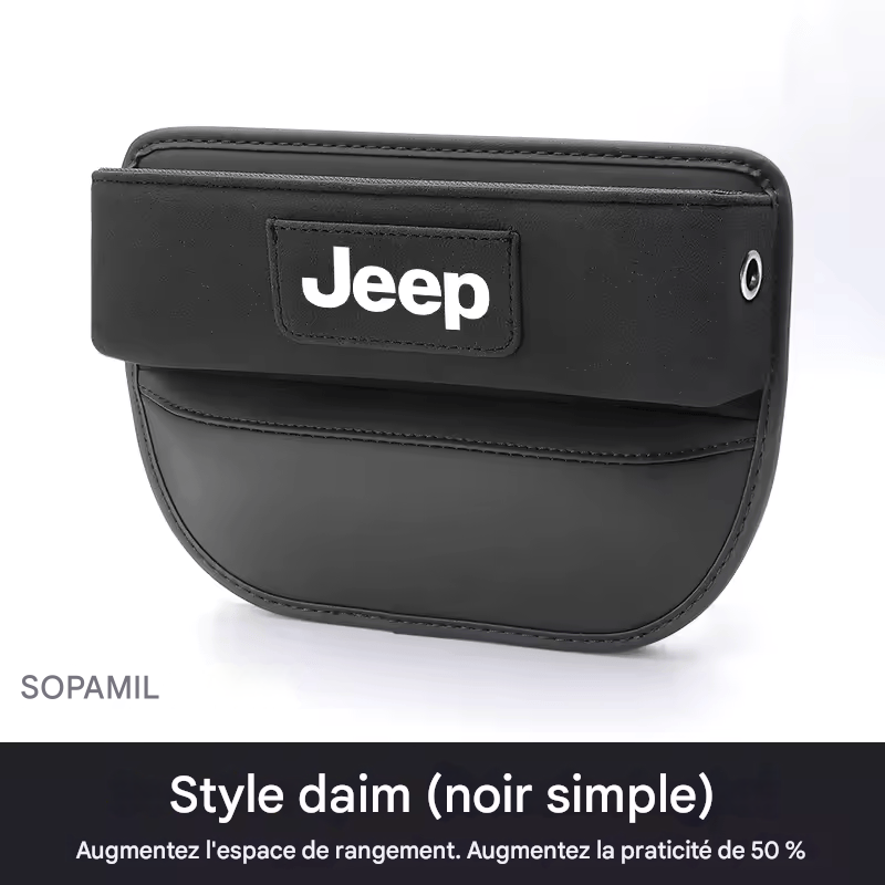 Organisateur Multifonction en Suédine pour Fente de Siège – Compatible Jeep Wrangler, Grand Cherokee, Renegade, Compass, Gladiator, Patriot, Commander