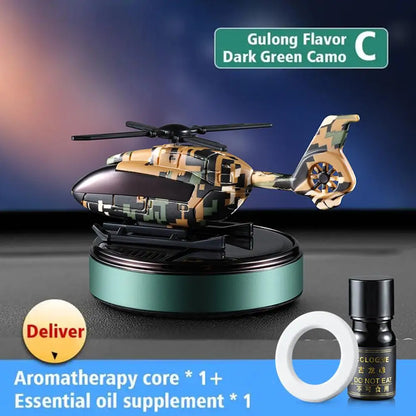 Car Air Freshener Solar Automatic Rotation Camouflage Helicopter Dashboard Fragrance Long Lasting Fragrant Car Interior Decor