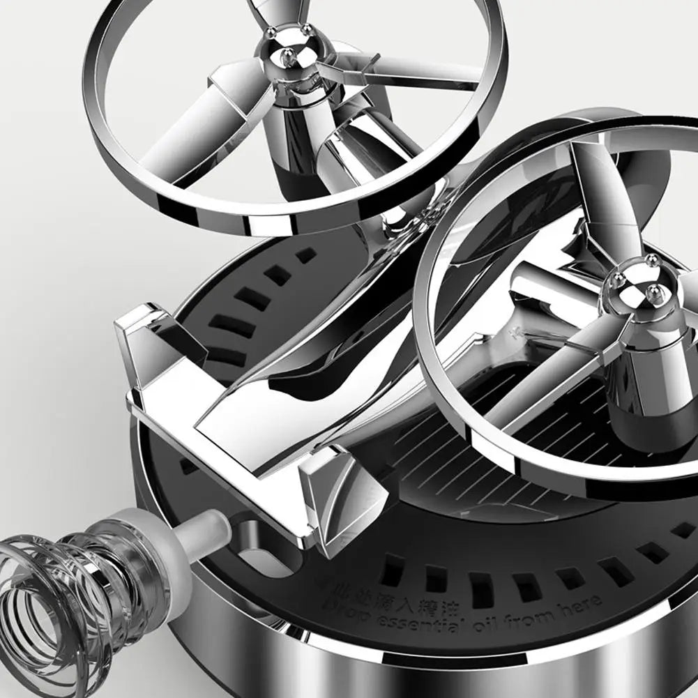 Solar Powered Rotation Helicopter Solar Aromatherapy Car Air Freshener Alloy Fragrance Auto Aroma Diffuser ﻿