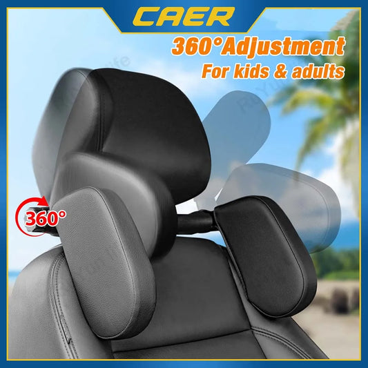 CAER Car Headrest Pillow 360° Adjustable Sleeping Head Neck Support PU U-Shaped Travel Seat Rest Pillows Cushion for Kids Adults